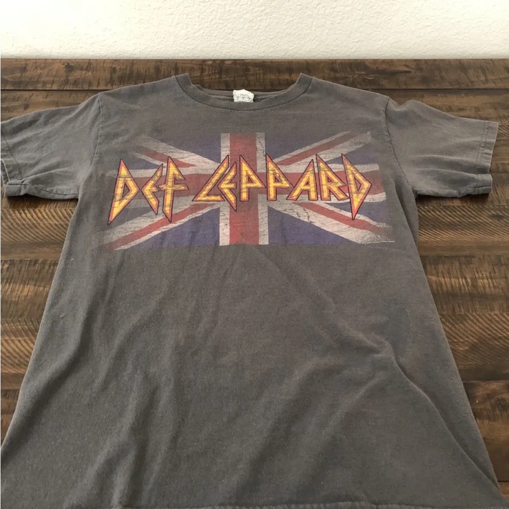 Vintage Def Leppard British Flag Men's T Shirt Union Jack Logo  Rock Band small